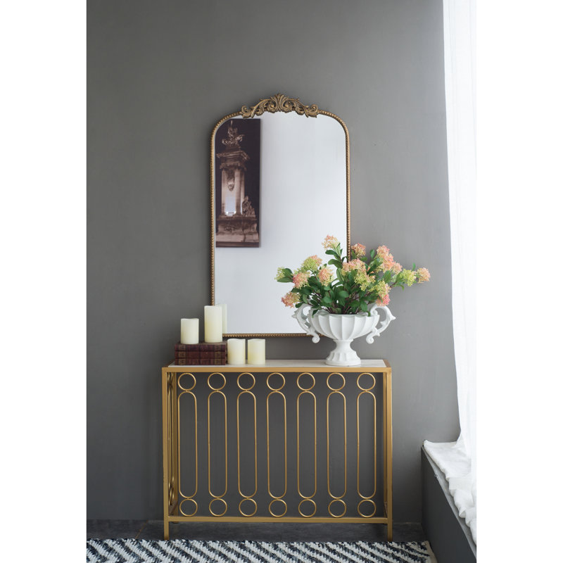 Ornement de style baroque doré 24 po x 42 po pour la chambre à coucher, miroir mural 24 po x 42 po, salle de bain murale