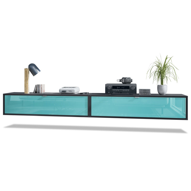 Mccaffrey Unfinished TV Stand for TVs up to 55", Black/Petrol High Gloss