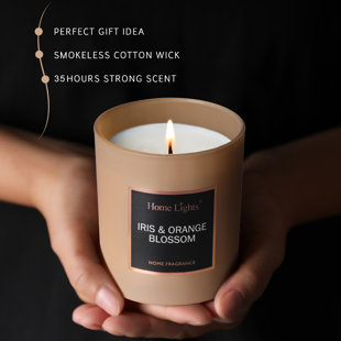 Iris & Orange Blossom Scented Jar Candle with Glass Holder