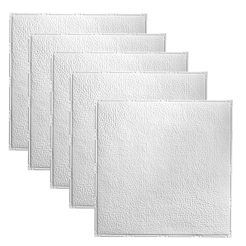 Great Lakes Tin Chicago 2'x2' Nail-Up Ceiling Tile (Pack of 5), Gloss White