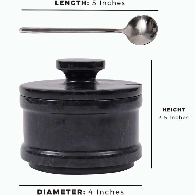 Salière faite à la main avec cuillère, Noir, noir, noir, noir