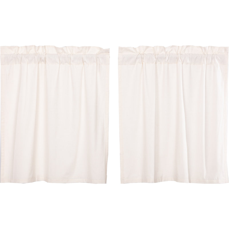 RuckeR Cotton Blend Tailored Cafe Curtain, 36" W x 36" L, Antique White