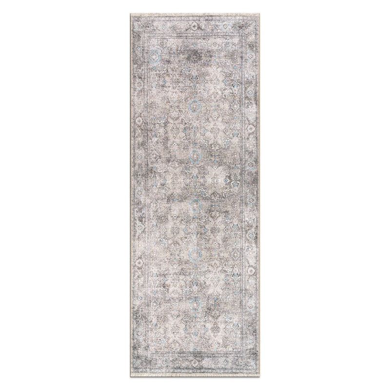 Kromer Oriental Machine Washable Red/Beige Area Rug, Runner 2'6" x 10'