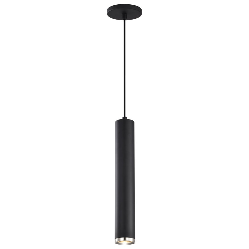 Jabien 1-Light Dimmable Aluminum Pendant , Matte Black / Brushed Nickel