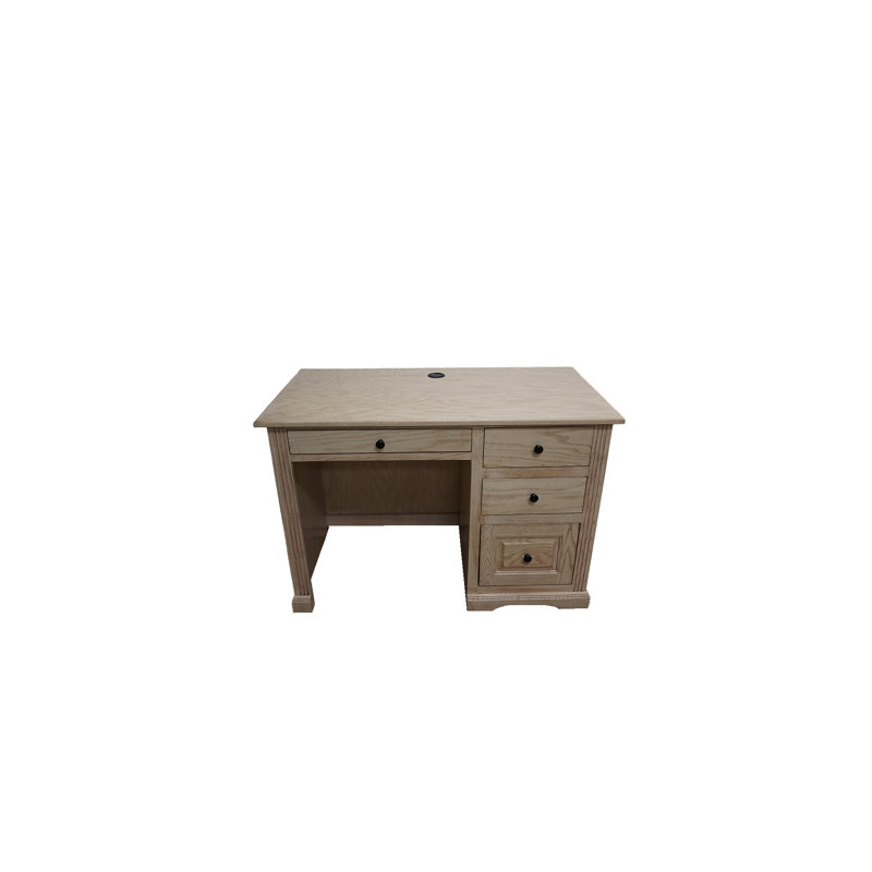 Rafeef Solid Wood Base Computer Desk, Soft White Oak