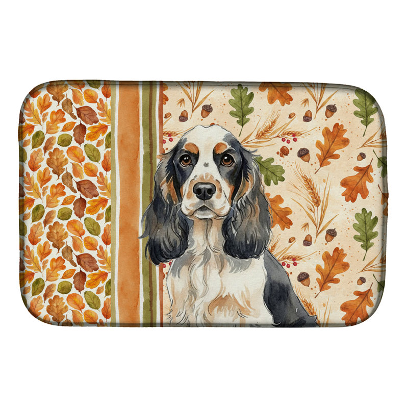Parti Cocker Spaniel Heirloom Fall Dish Drying Mat