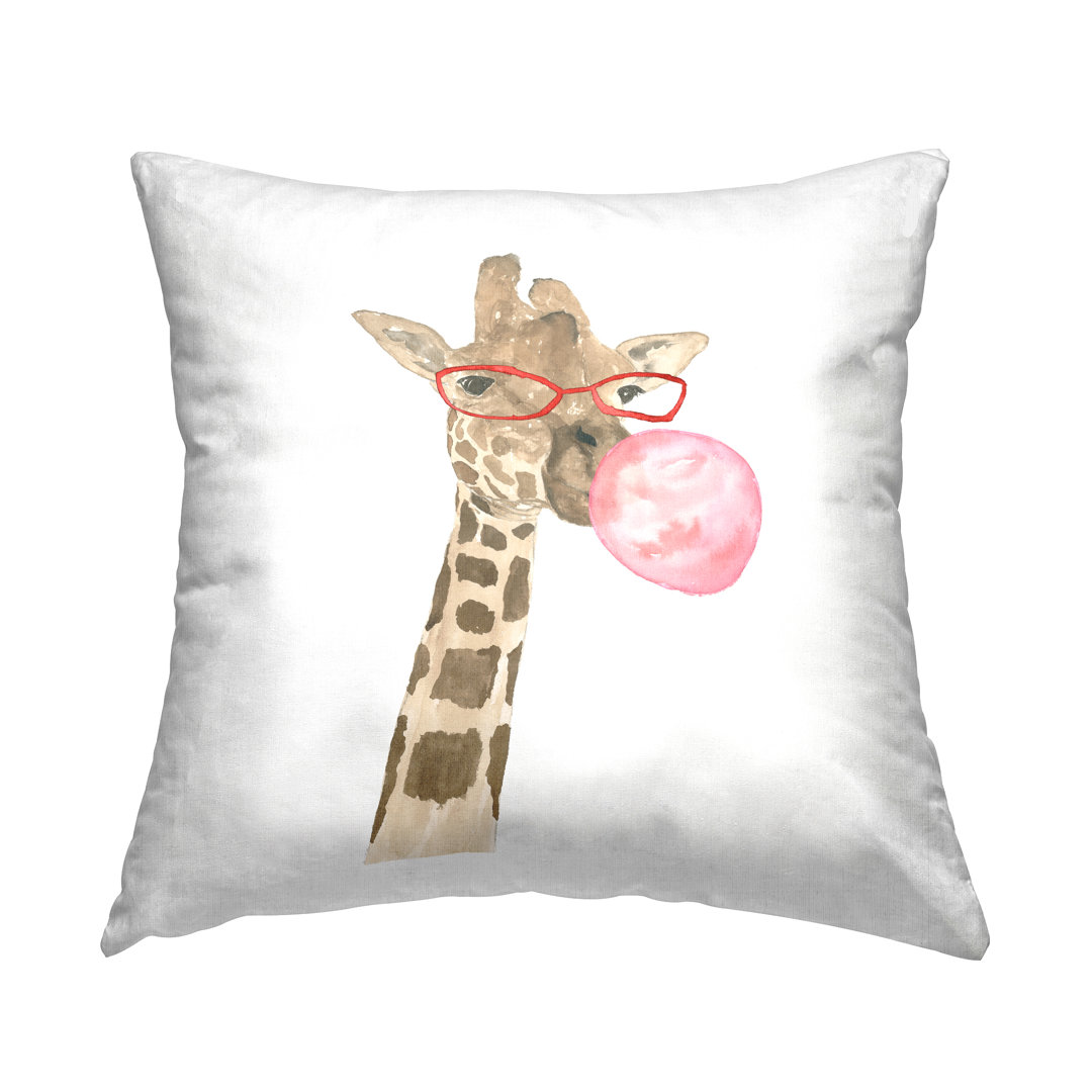 Fun Giraffe Bubblegum Printed Throw Pillow Design By Lucille Price Stupell Industries