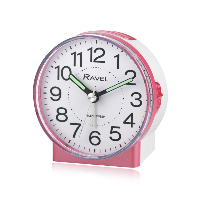 Quartz movement / Crystal Alarm Tabletop Clock, White/Pink