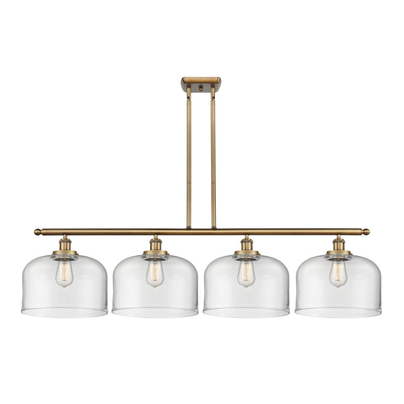 Lattimer 4 - Light Kitchen Island Pendant, LED, Clear, Brushed Brass