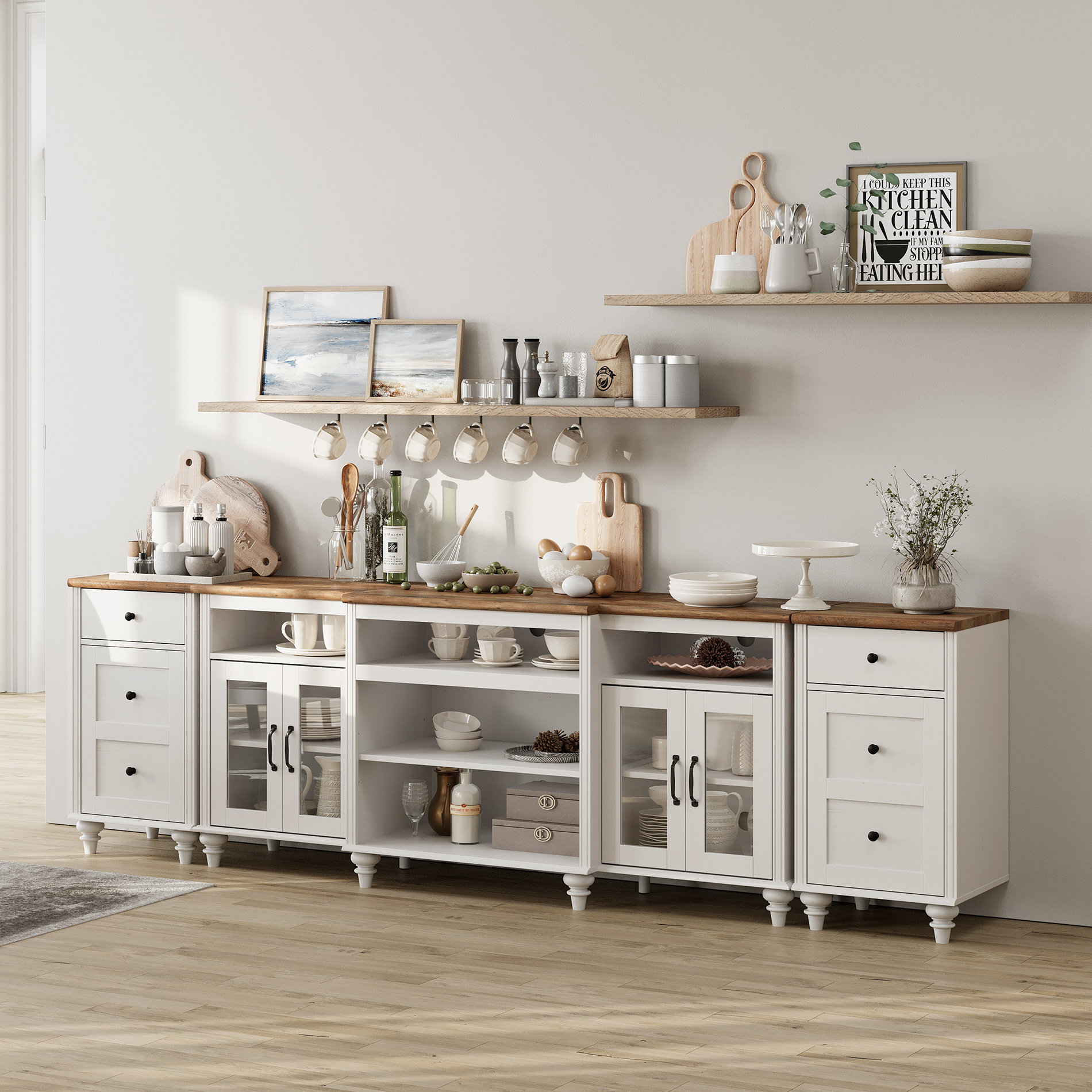 Latitude Run® Buffet With 4 Glass Doors, Large Coffee Bar