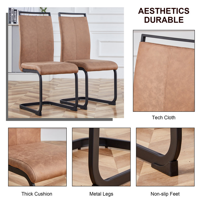 Chaise en porte-à-faux rembourrée Dymalor en brun
