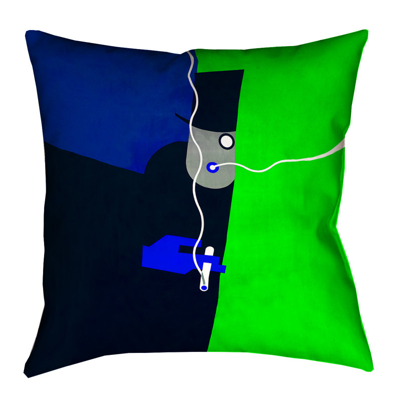 Brun/bleu tissé à plat Tapis décoratif, 14 po x 14 po, Bleu / vert