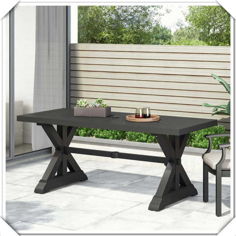Table de salle à manger d'extérieur noir mat élégant, durable, pratique et robuste