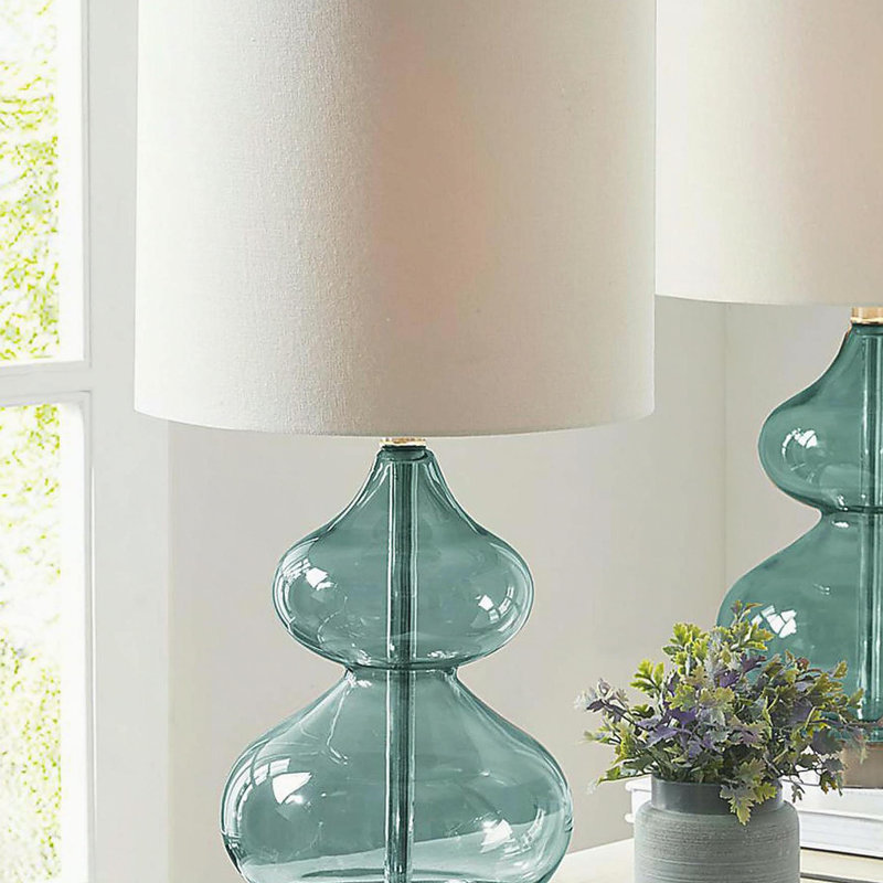 Lampe de table en verre courbé Ellipse, ensemble de 2, Bleu