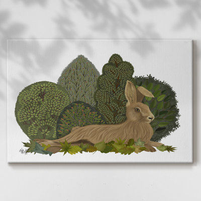 Lièvre couché sur une toile tendue avec châssis