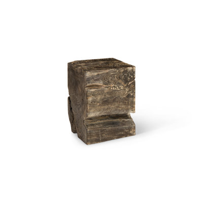 Tabouret d'appoint en bois massif noir délavé