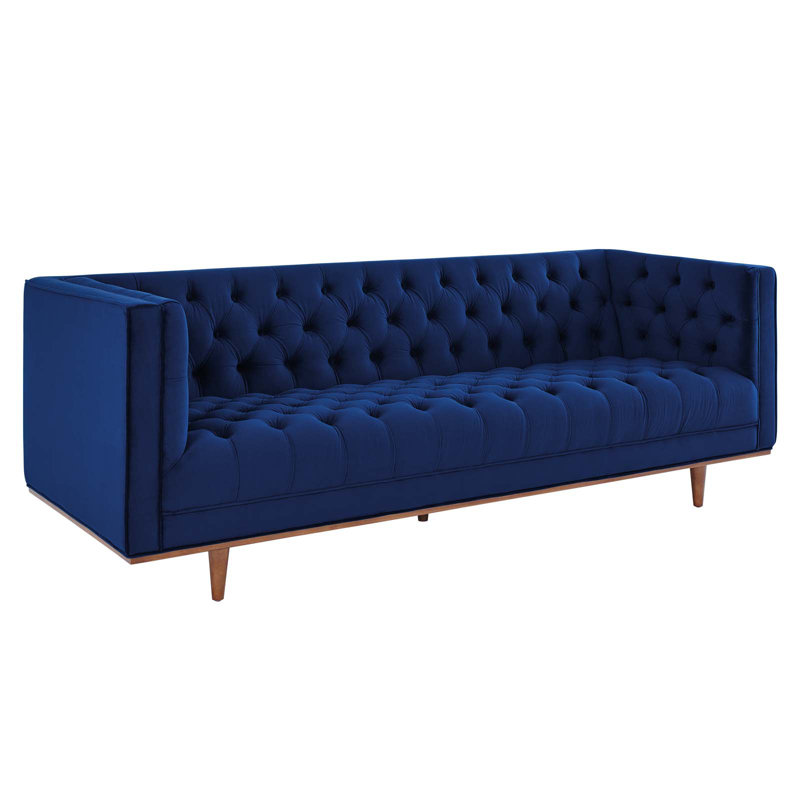 Elation Tufted Performance Velvet Sofa, Navy Velvet