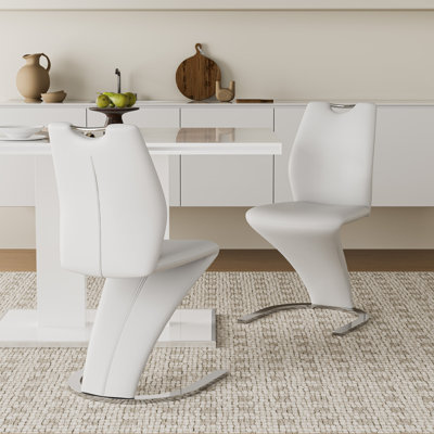 Upholstered Kitchen Dining Chair, Cantilever Side Chairs (Beige)