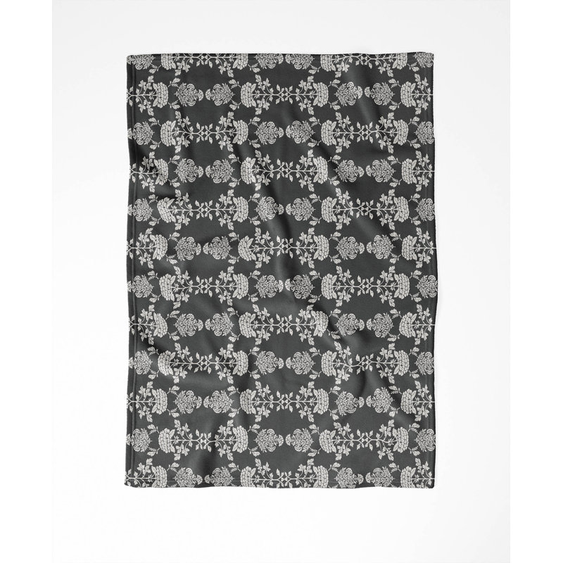 Jeté en molleton en velours pia, Gris anthracite, L 60 po x l 50 po