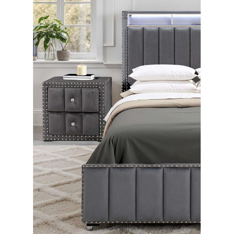 Table de chevet 1pc, Gris foncé