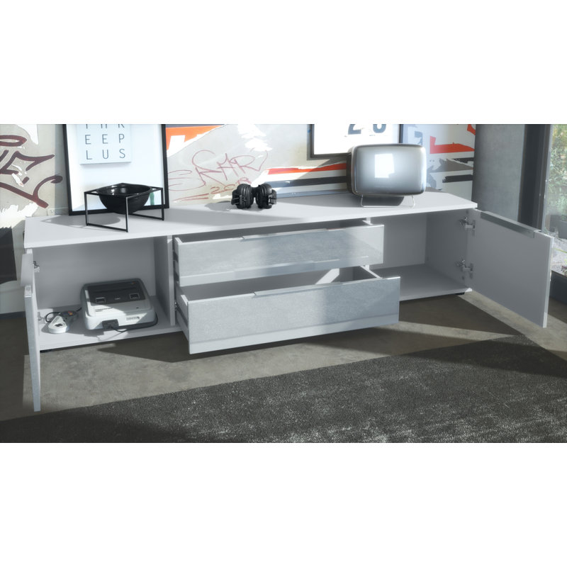 Austynn Unfinished TV Stand for TVs up to 65", White/Black