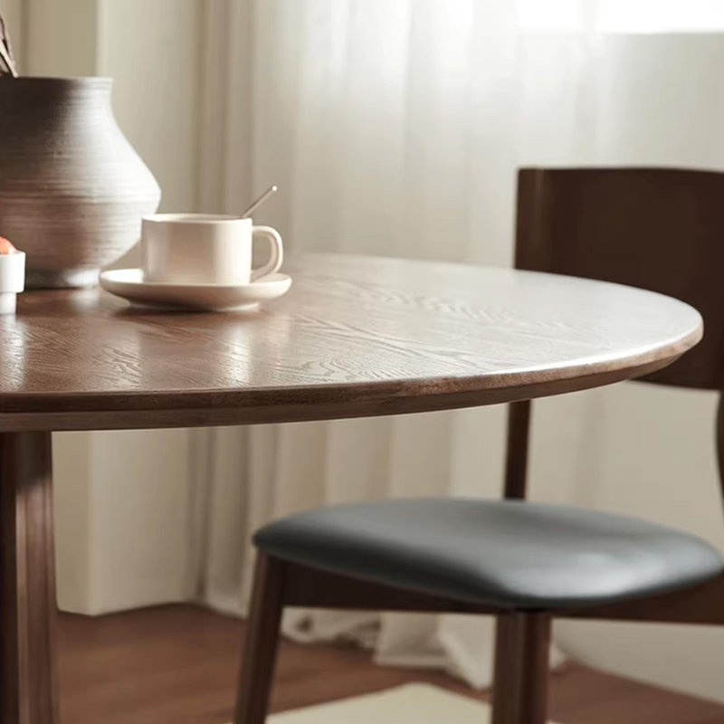 Brown Round Solid Wood Dining table, 29.53"H x 43.31"L x 43.31"W