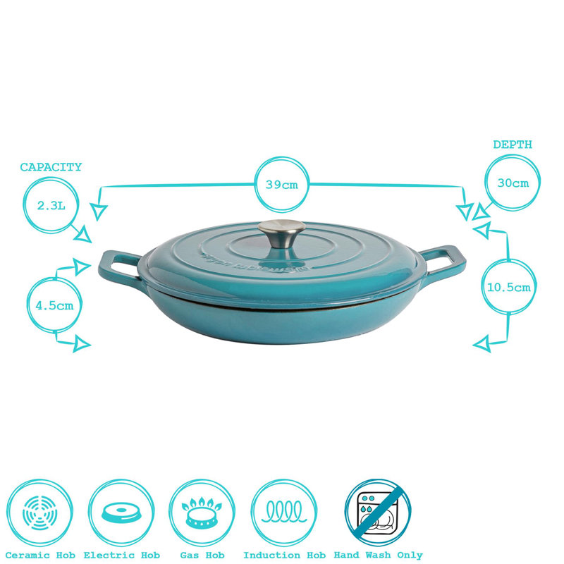 Argon Tableware Cast Iron Casserole Dish Set, 4.5 L, Green