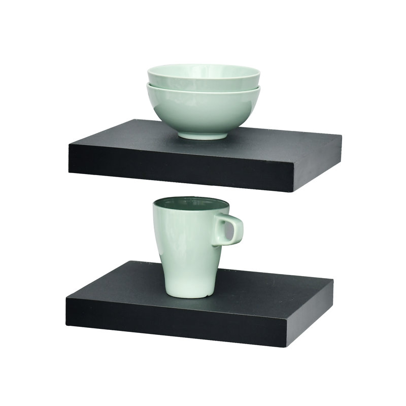 Tablette flottante 2 pièces Abdas, Noir, H 1,25 po x l 10 po x P 7,9 po