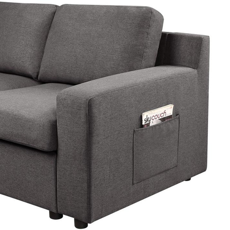 Linen U-Shape Sectional Sofa, Right Hand Facing