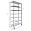 Étagère réglable à 7 niveaux en H 81,5 po x L 48 po x P 18 po, étagère de rangement robuste en noir de jais pour le rangement de placard de garage-129416217-129416216