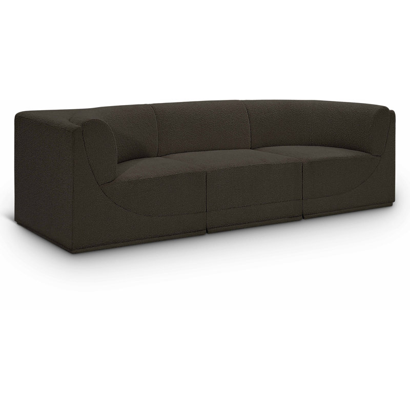 Canapé rembourré 98 po Izick, Tissu brun bouclé