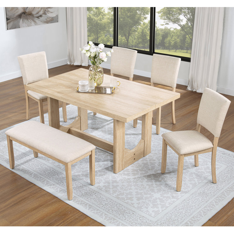 6 Piece Dining Table Set With Bench