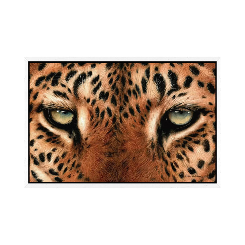 Leopard Eyes by Sarah Stribbling - Print on Canvas, 66.04 cm H x 45.72 cm W, White Framed