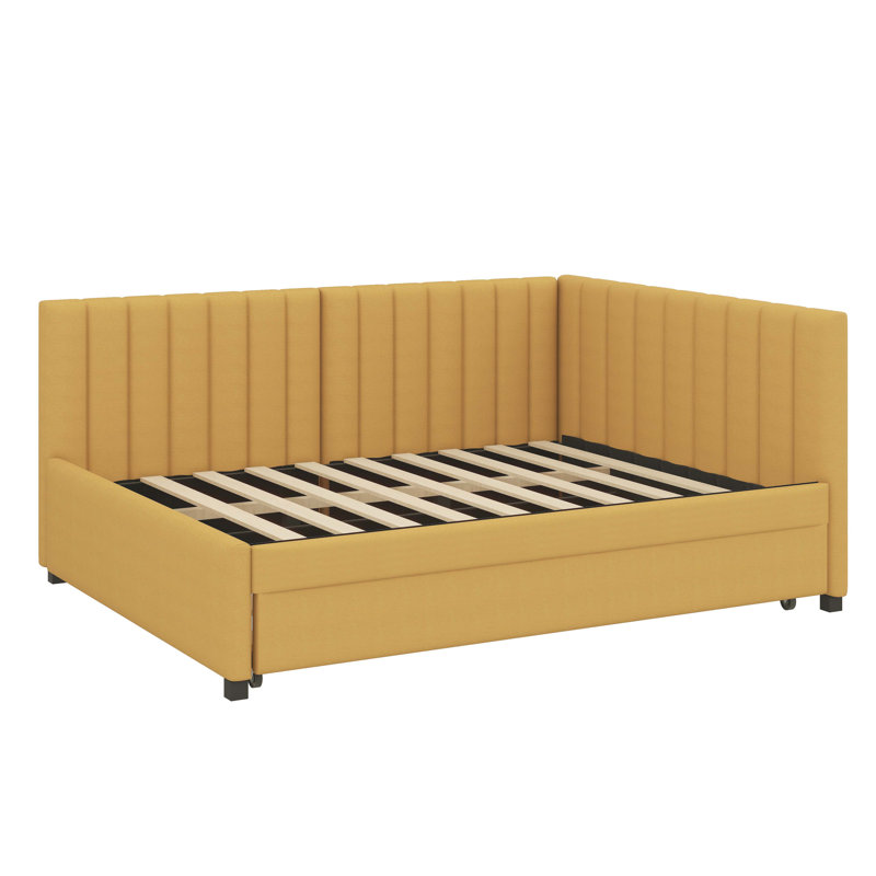 Full-Sized Daybed With Concealed Trundle Bed, Yellow