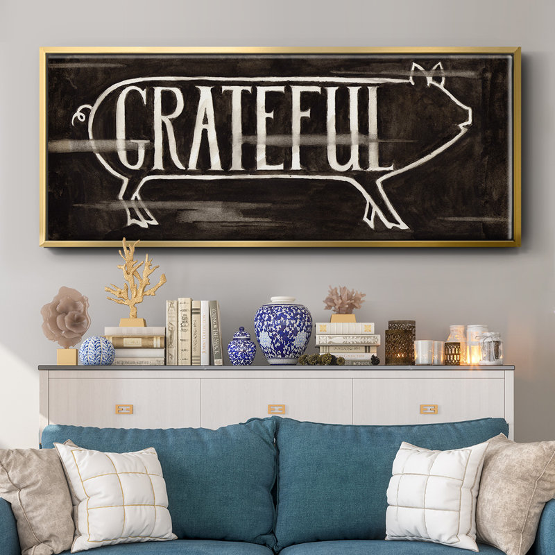 Grateful Pig- Framed Canvas, 20" H x 50" W