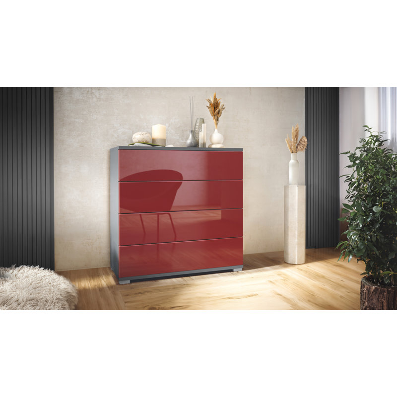 Ayomi Storage Unit Accent Chest, Anthracite/Bordeaux high gloss