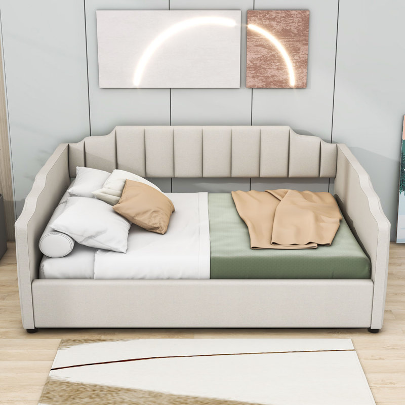  Lit de jour rembourré avec rangement Chootu, Beige, Lit double