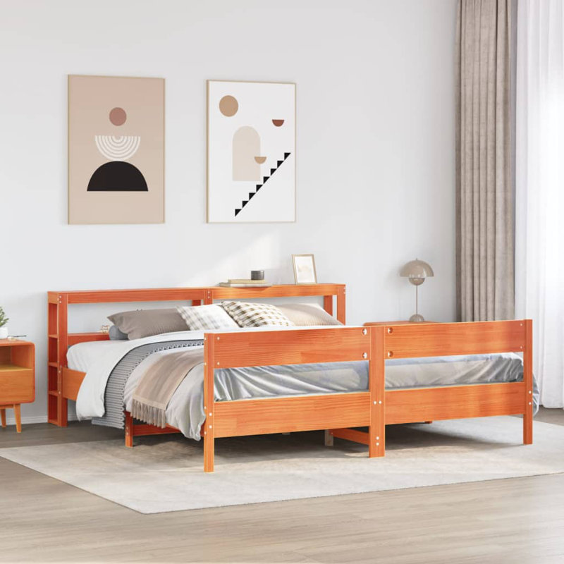 Storage Bed, 200 x 200cm, Wax Brown