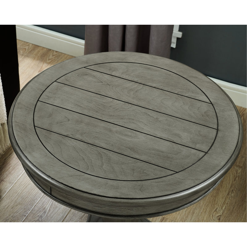 Table d'appoint ronde en bois gris avec piédestal - 66 cm de diamètre, 66 cm x 66 cm, élégante