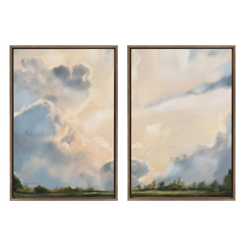 Corrigan Studio® Sylvie Clouds Framed Canvas Set By Mary Sparrow 2 Piece 18X24, Gold, 23" x 33"