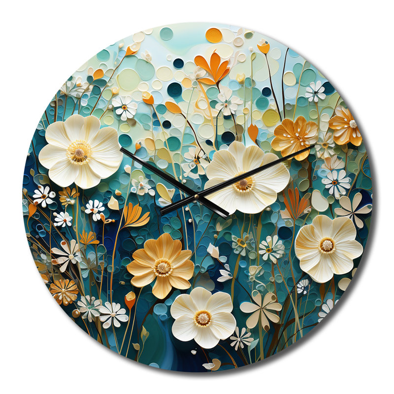 Horloge murale verte et bleue Tranquil Oasis II - Abstract Botanicals, Médium