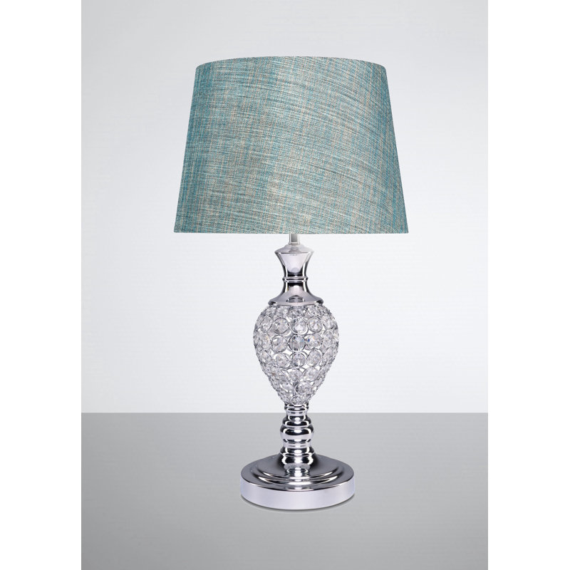 Colten Chrome Crystal Decorative Modern Table Lamp, Blue