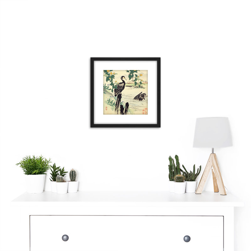 Kacho Gafu Spring Japanese Kerria And Cormorants by Kōno Bairei - Single Picture Frame Painting