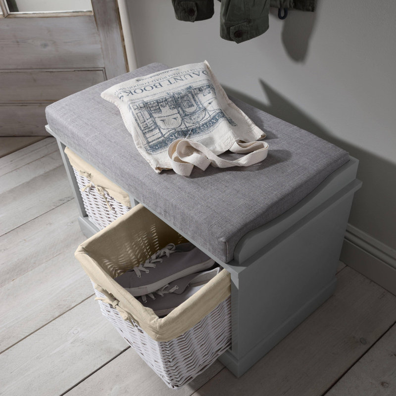 Hudson Oaks Entryway Bench with Baskets, 2 baskets, Grey