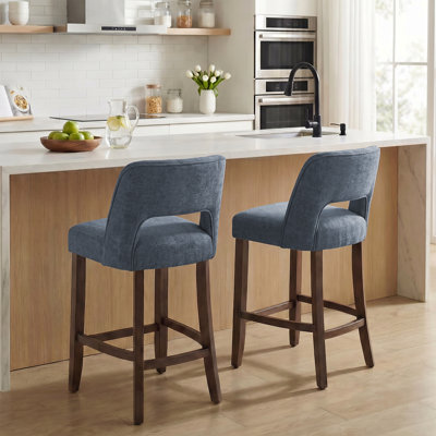 Bisto Upholstered Counter Height Bar Stool with Solid Wood legs
