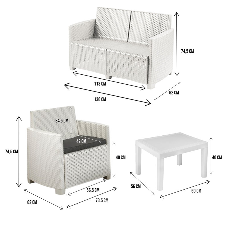 Alvada Rectangular 2 - Person 66cm L Outdoor, White