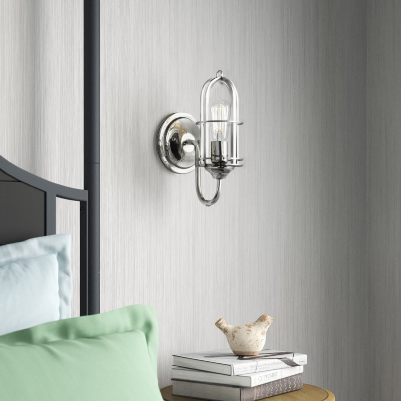Anning Steel Armed Sconce, Polished Nickel