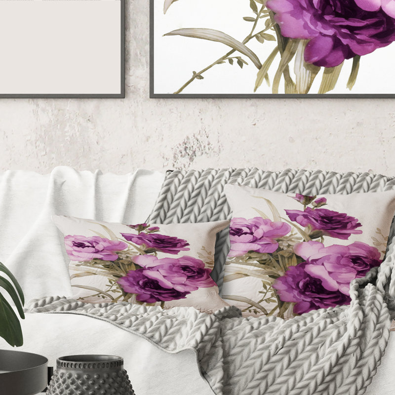Roses foncées - coussin traditionnel imprimé
