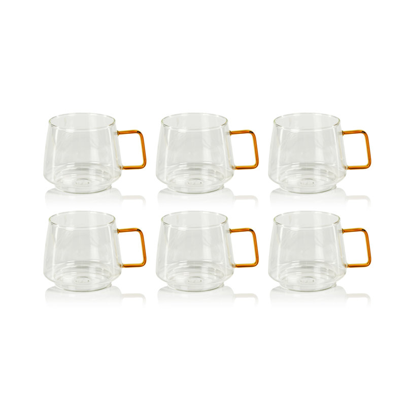 Ensemble de 6 verres à thé et à café avec poignée Jakob, Orange