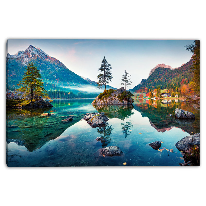 «Mountain Serenity Lake View», art mural sur toile tendue, H 12 po x l 16 po